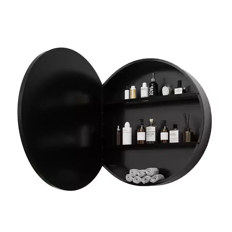 24" Round Wall-Mounted Bathroom Medicine Cabinet Mirror with 3 Shelves