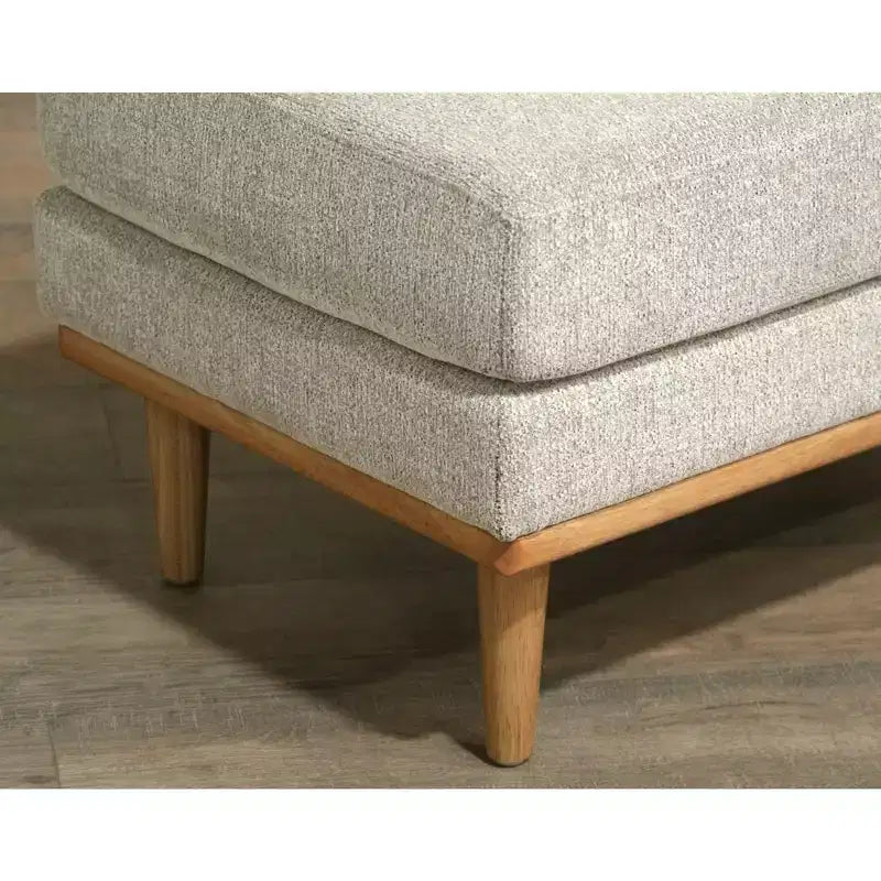 31" Plush Fabric Accent Ottoman with Solid Wood Legs, Tan