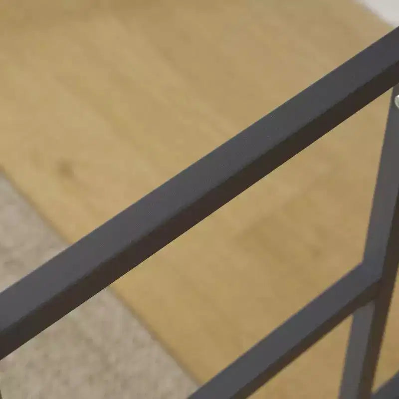 Twin Size Metal Loft Bed with Desk, Storage Shelves and 2 Built-In Ladders