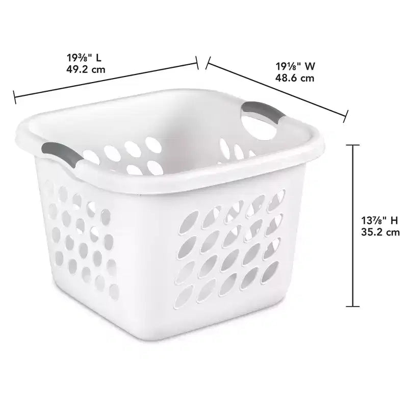 1.5 Bushel Square Laundry Basket with Handles, White - 8 Pack