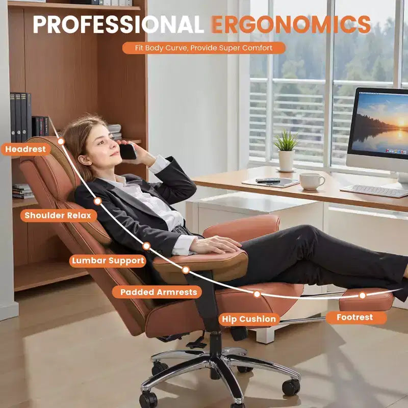 Big and Tall Ergonomic High Back Executive Chair with Footrest and Lumbar Support, Black