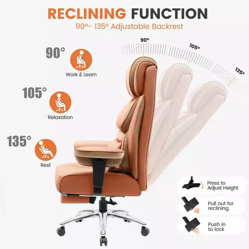Big and Tall Ergonomic High Back Executive Chair with Footrest and Lumbar Support, Black