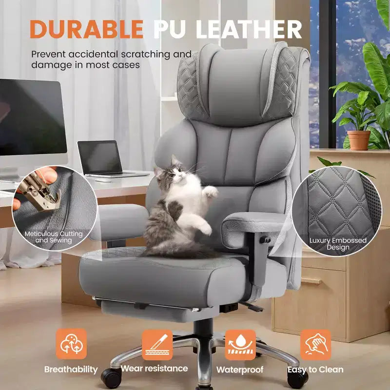 Big and Tall Ergonomic High Back Executive Chair with Footrest and Lumbar Support, Black