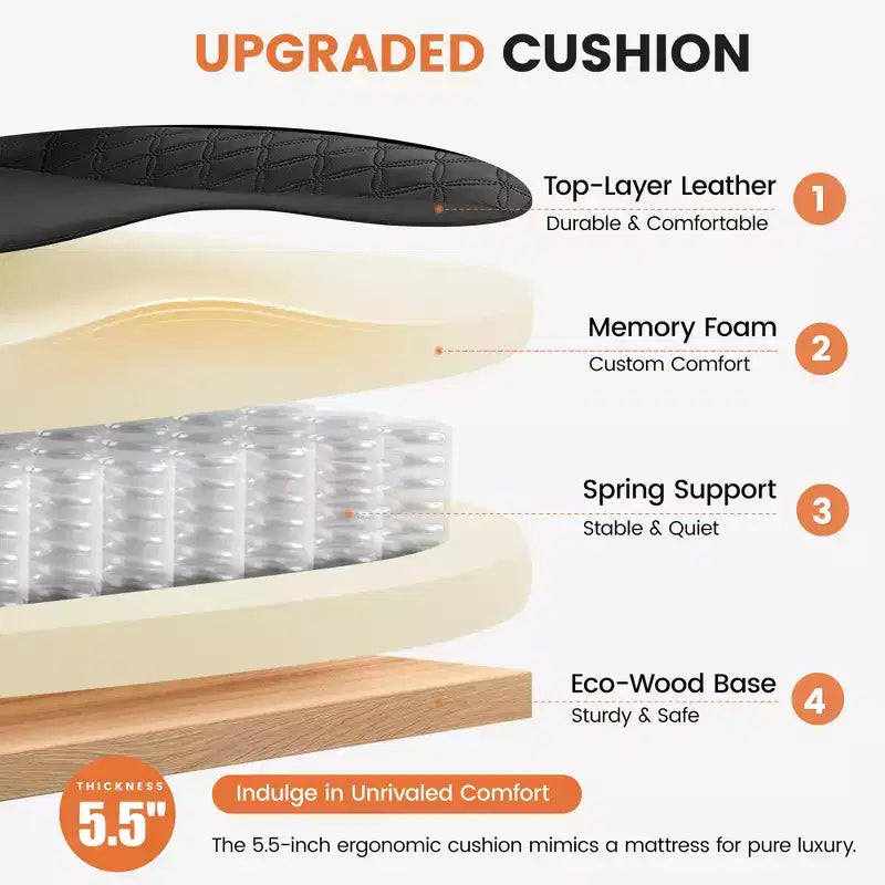 Big and Tall Ergonomic High Back Executive Chair with Footrest and Lumbar Support, Black