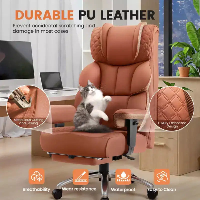 Big and Tall Ergonomic High Back Executive Chair with Footrest and Lumbar Support, Black