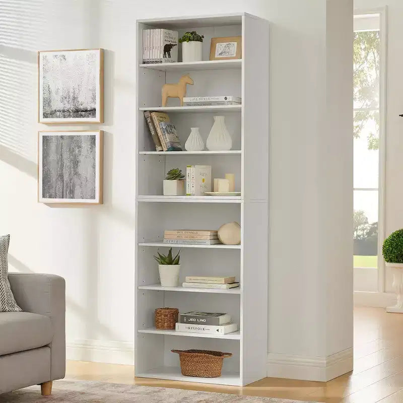 71" 8-Shelf Adjustable Media Storage Cabinet - Modular CD/DVD Bookcase Tower