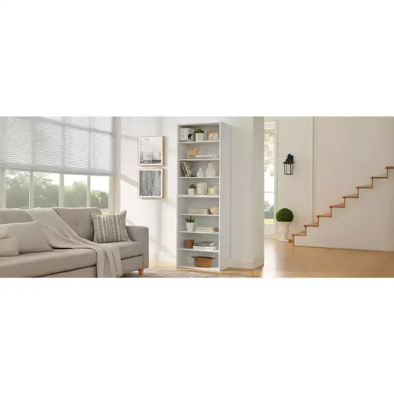 71" 8-Shelf Adjustable Media Storage Cabinet - Modular CD/DVD Bookcase Tower