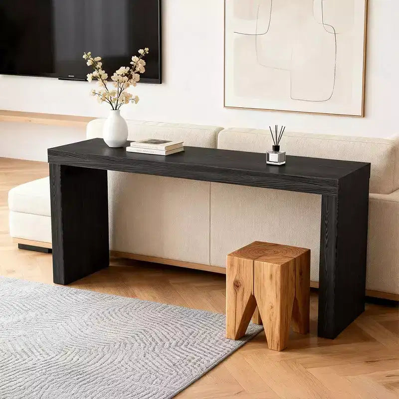 58" Narrow Black Modern Console Table for Entryway and Living Room
