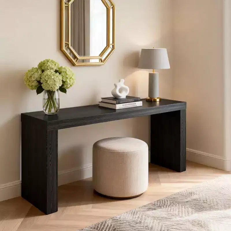 58" Narrow Black Modern Console Table for Entryway and Living Room
