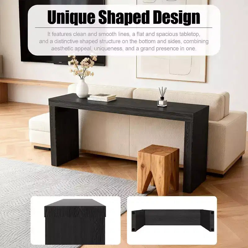 58" Narrow Black Modern Console Table for Entryway and Living Room