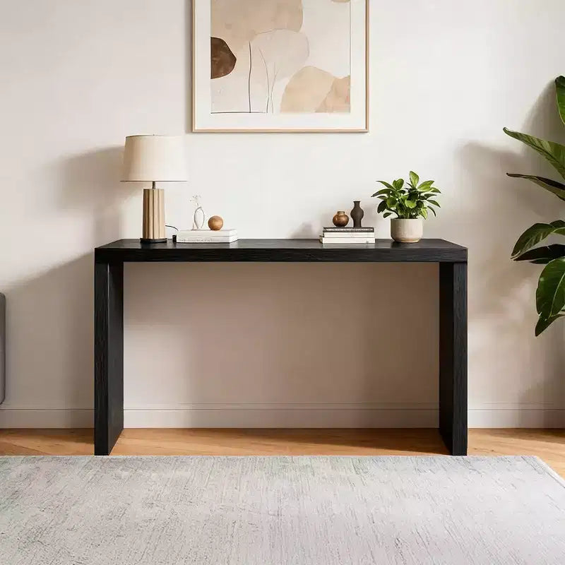 58" Narrow Black Modern Console Table for Entryway and Living Room