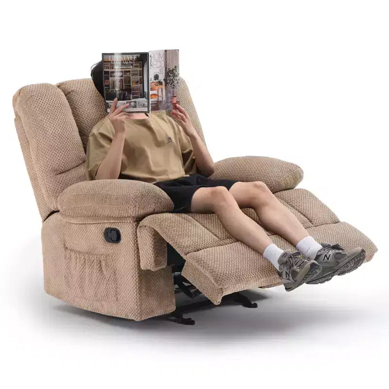 Oversized Rocking Recliner Sofa Chair, Chenille, Sand