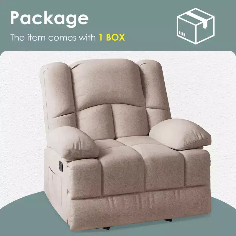 Oversized Rocking Recliner Sofa Chair, Chenille, Sand