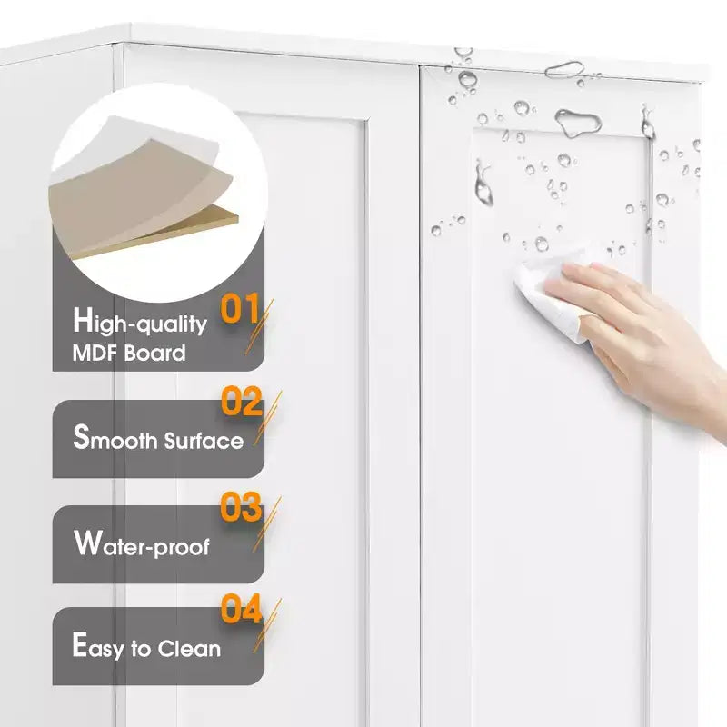 70" Freestanding Wood Storage Cabinet with Double Doors and Adjustable Shelves