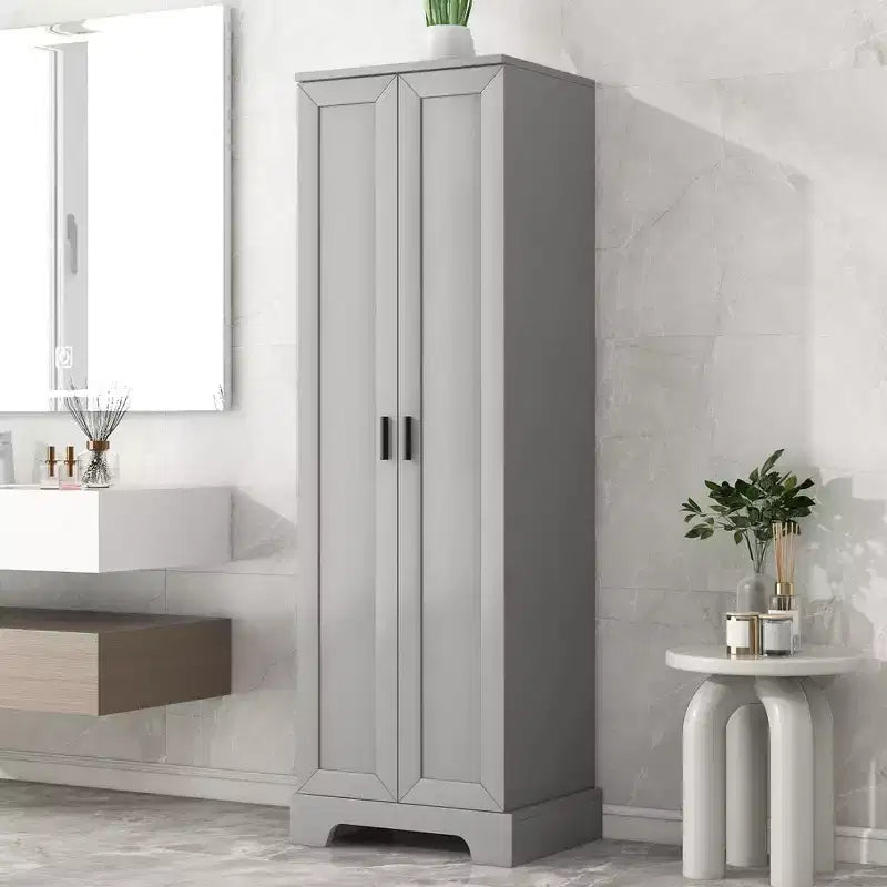 70" Freestanding Wood Storage Cabinet with Double Doors and Adjustable Shelves