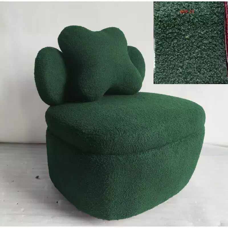 Heart Backrest 360° Swivel Lounge Chair with Storage, Teddy Velvet