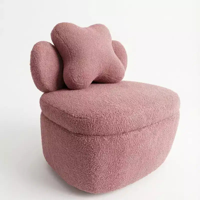 Heart Backrest 360° Swivel Lounge Chair with Storage, Teddy Velvet