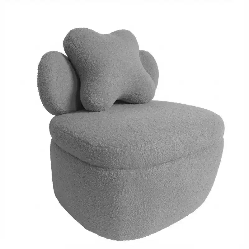 Heart Backrest 360° Swivel Lounge Chair with Storage, Teddy Velvet