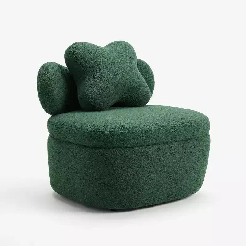 Heart Backrest 360° Swivel Lounge Chair with Storage, Teddy Velvet