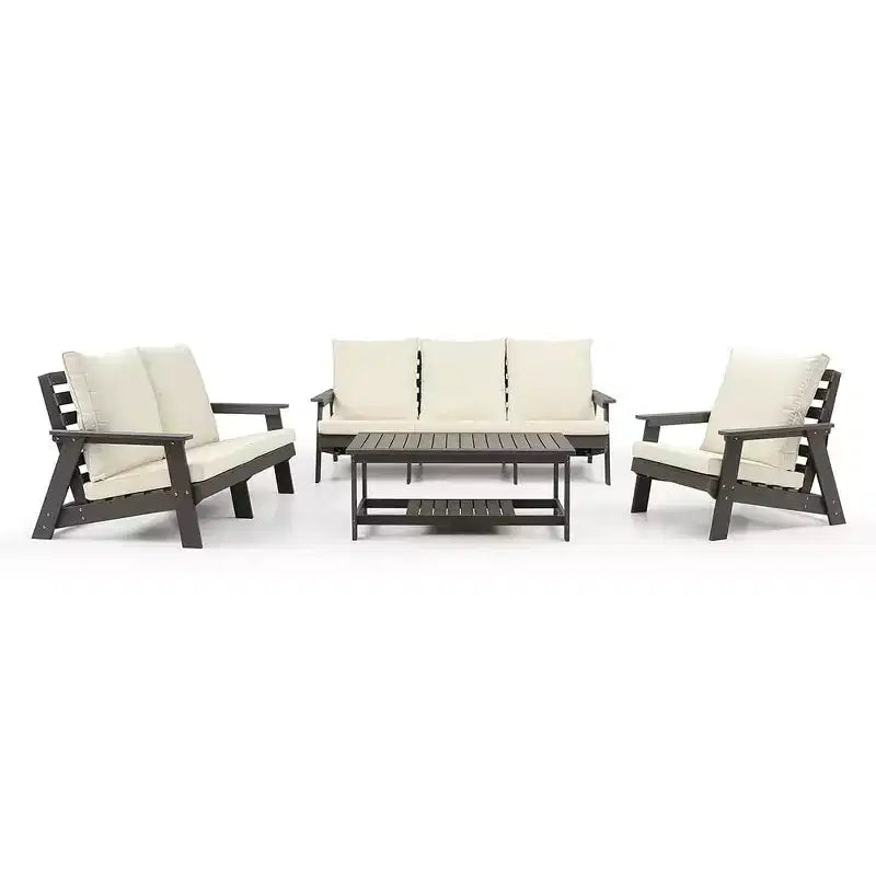 Weather Resistant Outdoor Patio Sofa with Cushion and Armrests