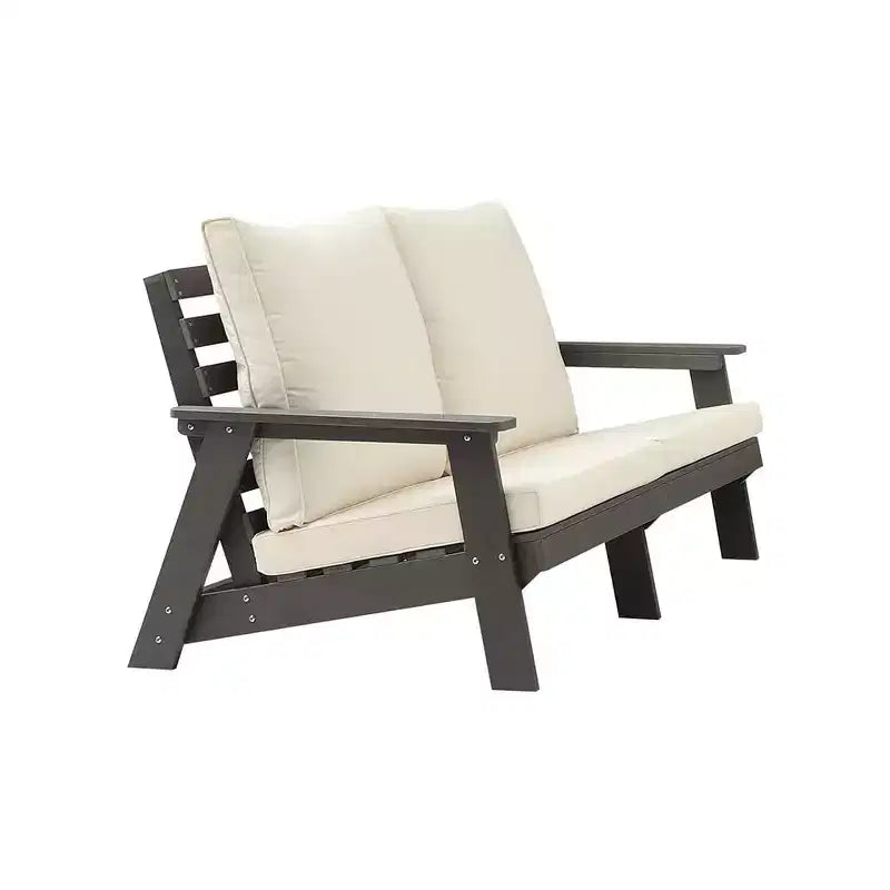Weather Resistant Outdoor Patio Sofa with Cushion and Armrests
