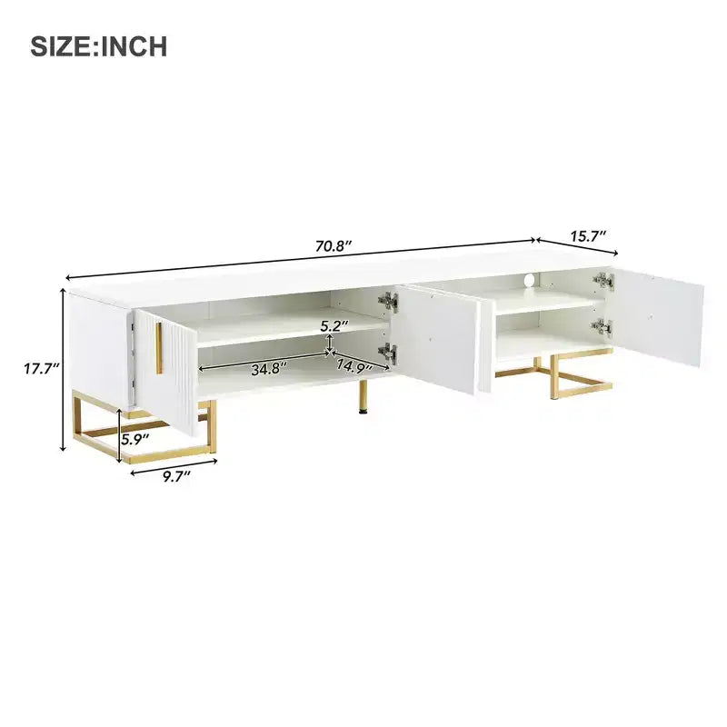 70-Inch Modern Media Cabinet TV Stand for TVs up to 80", White