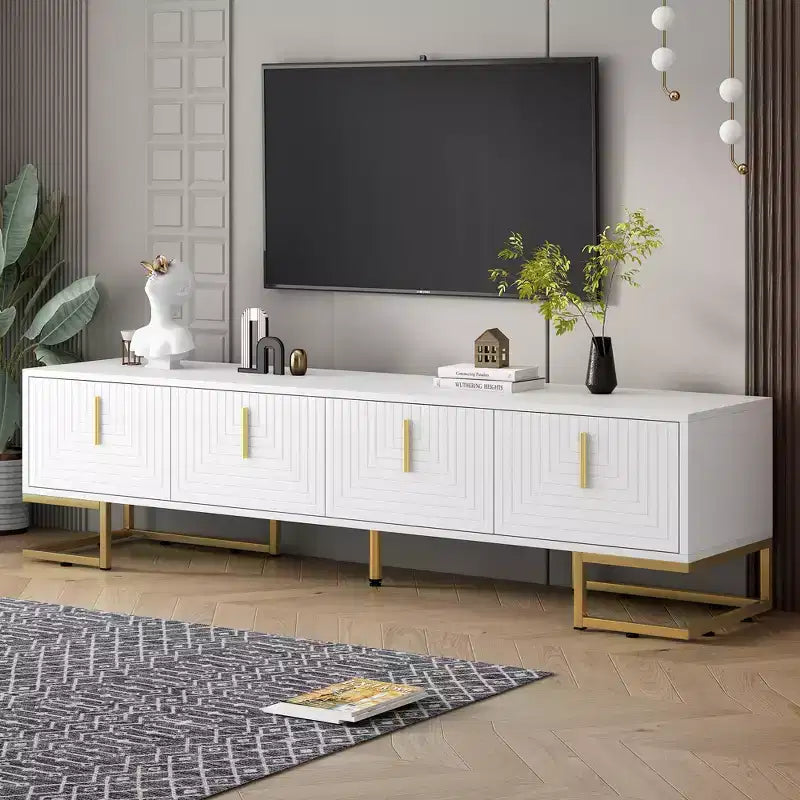 70-Inch Modern Media Cabinet TV Stand for TVs up to 80", White