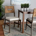 Bohemian Mahogany Wood and Rattan Dining Chair, White/Natural Brown/Walnut Brown