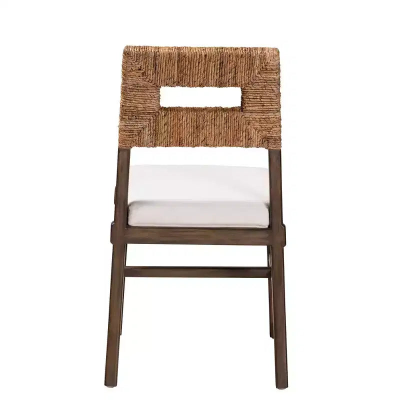 Bohemian Mahogany Wood and Rattan Dining Chair, White/Natural Brown/Walnut Brown