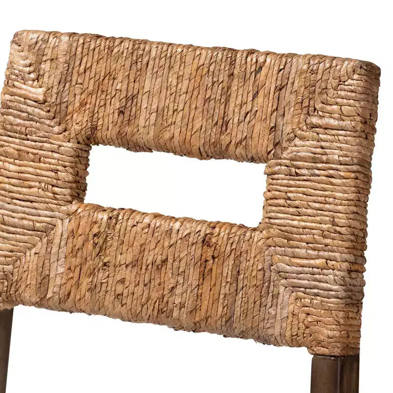 Bohemian Mahogany Wood and Rattan Dining Chair, White/Natural Brown/Walnut Brown