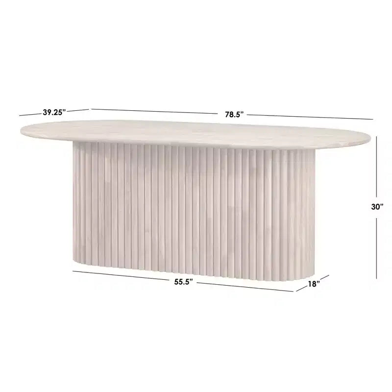 Modern Oval Solid Wood Dining Table, Natural - Seats 6