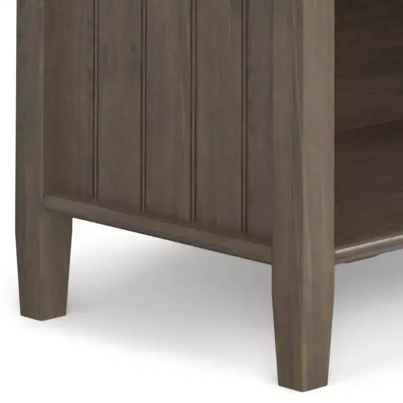 Bedside Table, Smoky Brown - Transitional Style, Pine & Plywood Frame