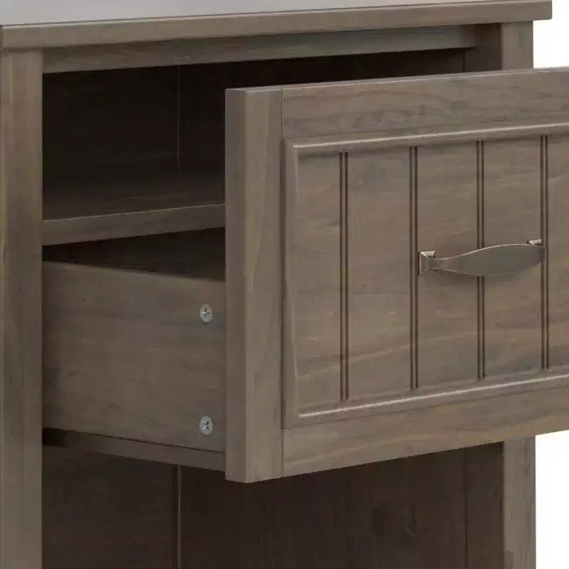 Bedside Table, Smoky Brown - Transitional Style, Pine & Plywood Frame