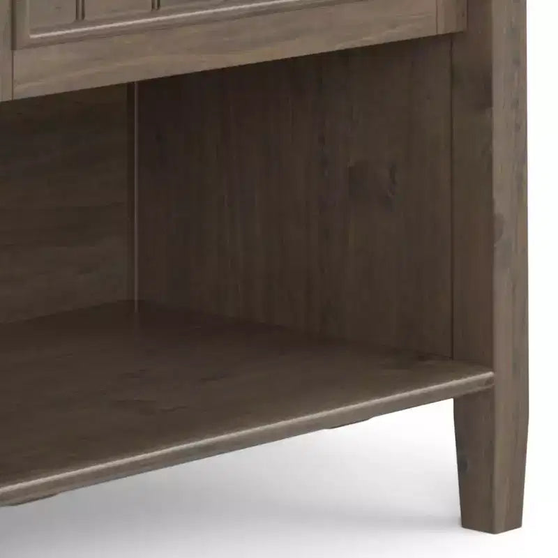 Bedside Table, Smoky Brown - Transitional Style, Pine & Plywood Frame