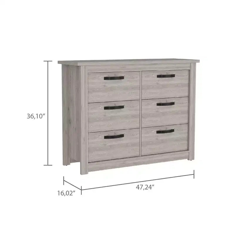6-Drawer Dresser, Light Gray