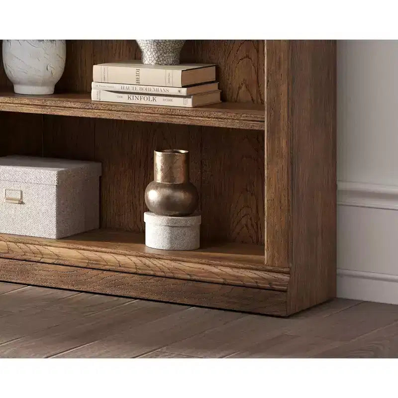 94" Traditional Tall Wood Bookcase with Storage, Brown