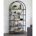 72.38" Industrial Open Bookcase - Black/Brown Metal and Wood