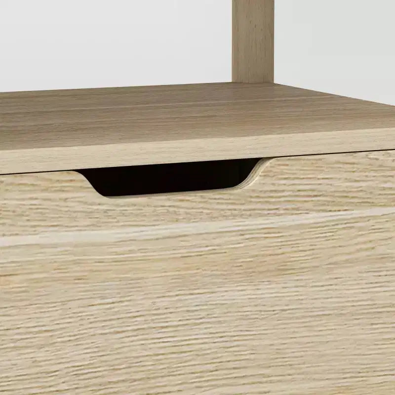 32" Small Bookcase with Storage Drawers, Natural