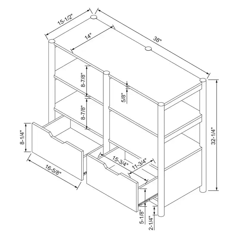 32" Small Bookcase with Storage Drawers, Natural