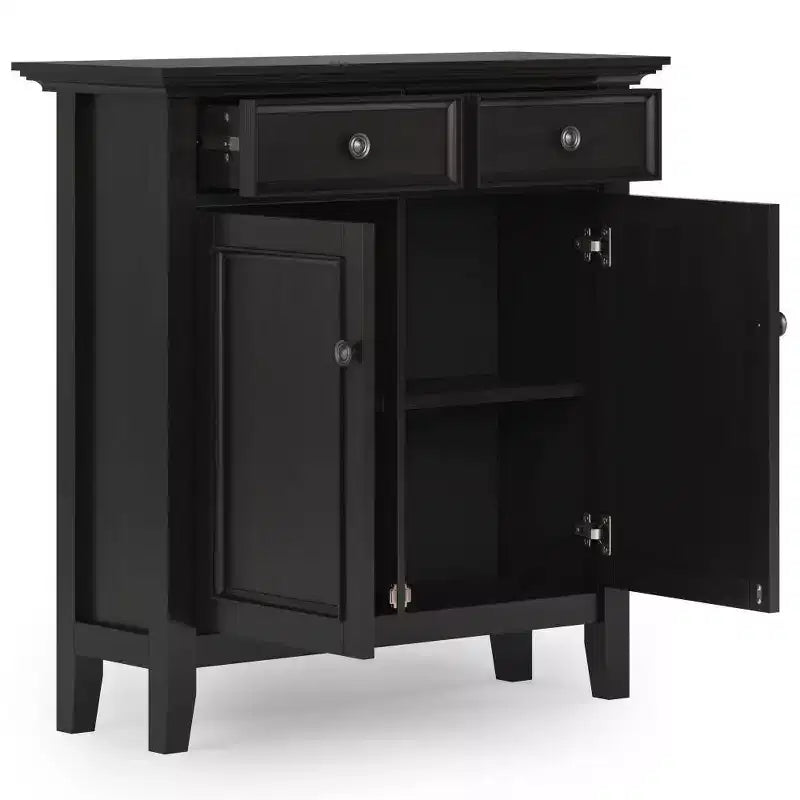 Entryway Storage Cabinet, Hickory Brown - Transitional Style, Pine & Plywood