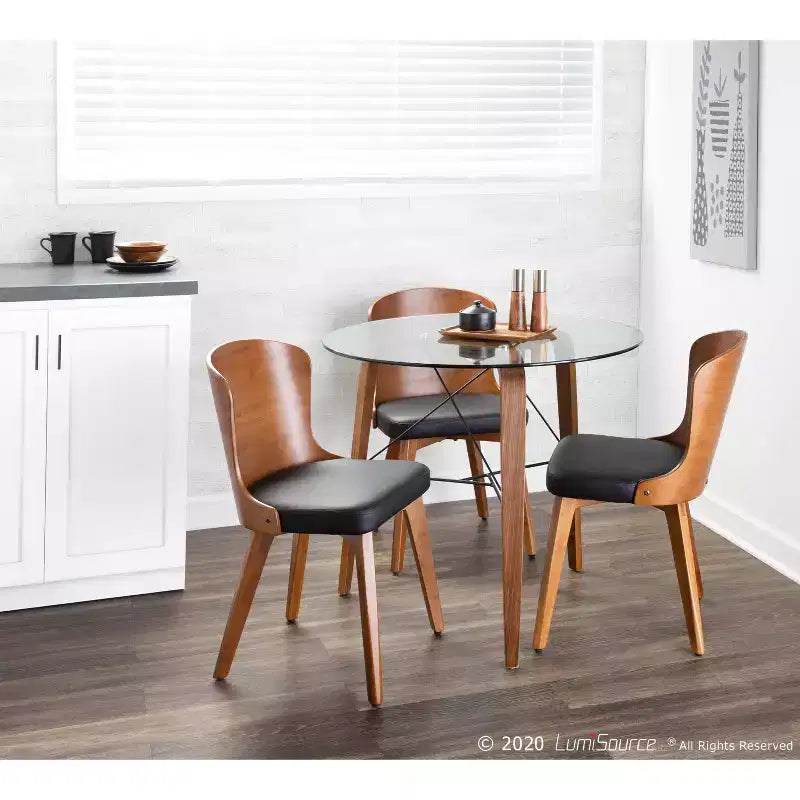 34" Round Glass Top Dining Table - Seats 4, Black Base