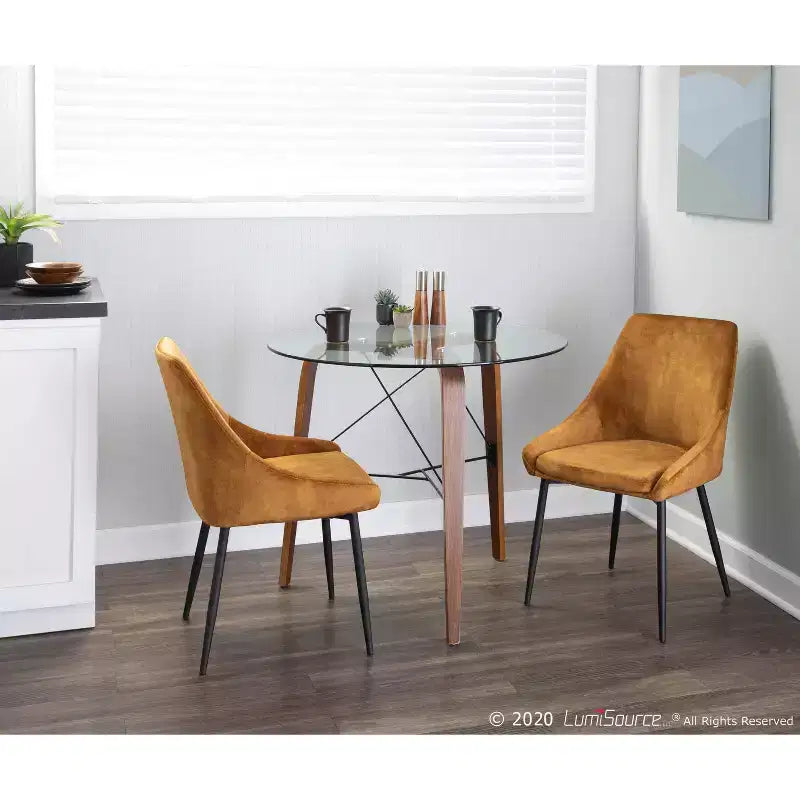 34" Round Glass Top Dining Table - Seats 4, Black Base