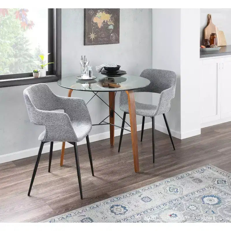 34" Round Glass Top Dining Table - Seats 4, Black Base