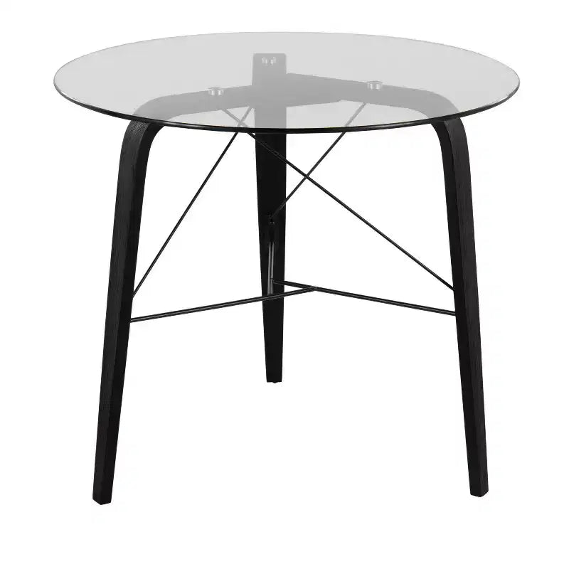 34" Round Glass Top Dining Table - Seats 4, Black Base