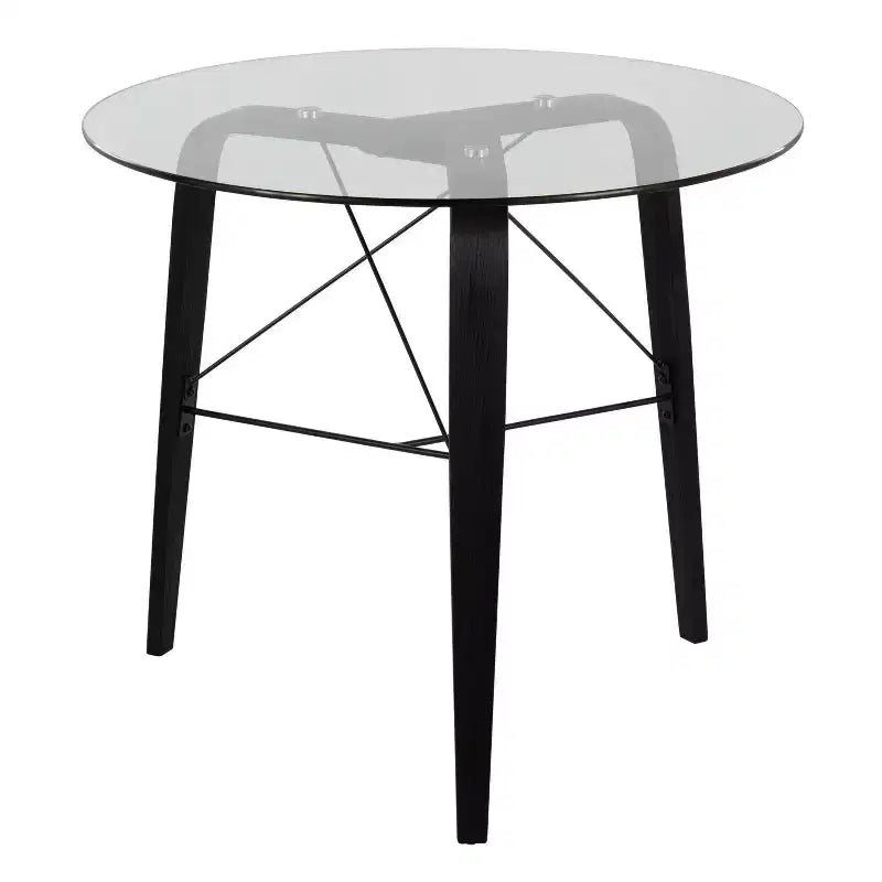 34" Round Glass Top Dining Table - Seats 4, Black Base