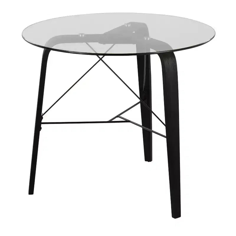 34" Round Glass Top Dining Table - Seats 4, Black Base