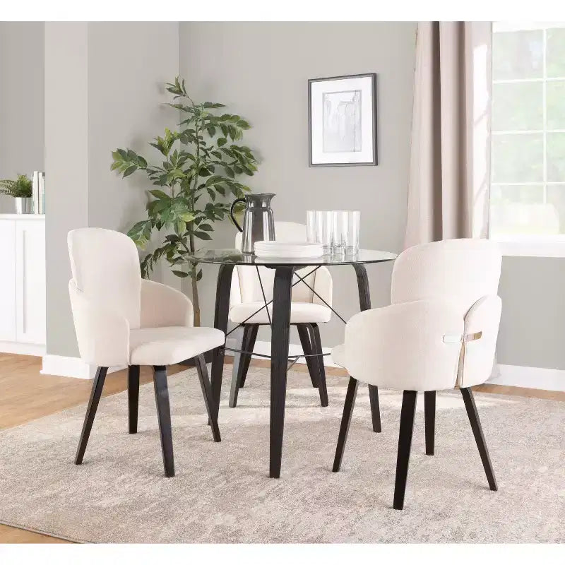 34" Round Glass Top Dining Table - Seats 4, Black Base