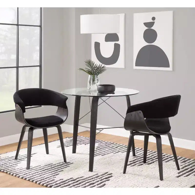 34" Round Glass Top Dining Table - Seats 4, Black Base