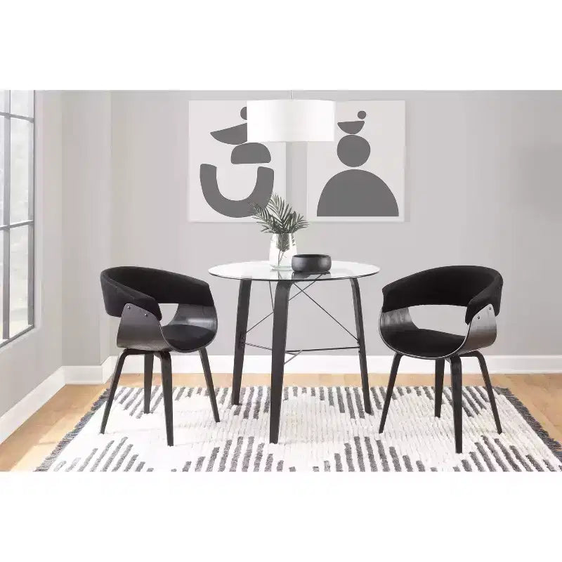 34" Round Glass Top Dining Table - Seats 4, Black Base