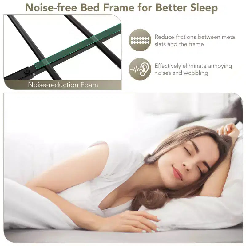 Full/Queen Size Metal Platform Bed Frame with Headboard